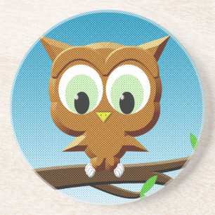 Newsprint Cartoon Owl Coaster