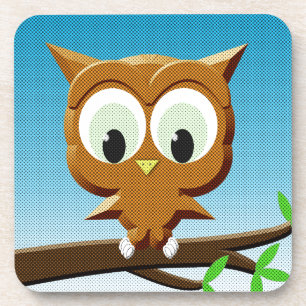 Newsprint Cartoon Owl Coaster