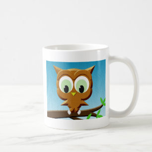 Newsprint Cartoon Owl Coffee Mug