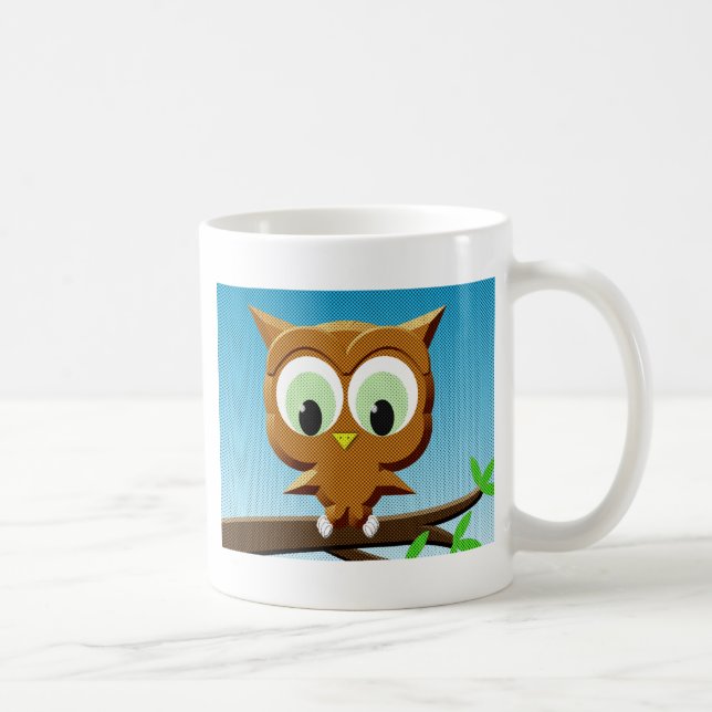 Newsprint Cartoon Owl Coffee Mug (Right)