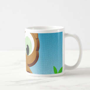Newsprint Cartoon Owl Coffee Mug