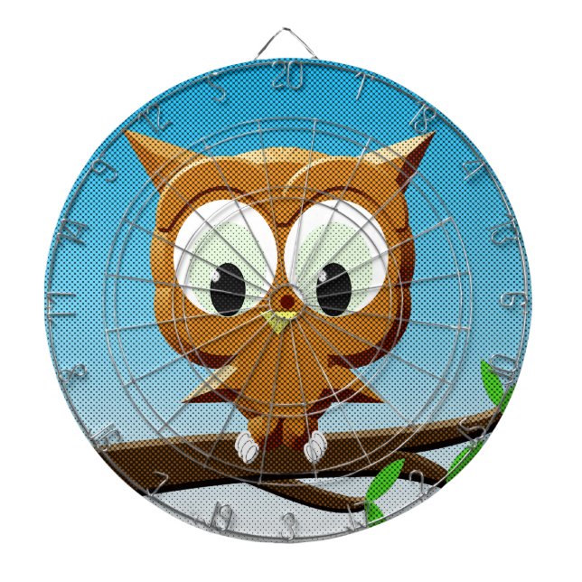 Newsprint Cartoon Owl Dartboard (Front)