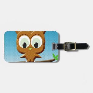 Newsprint Cartoon Owl Luggage Tag