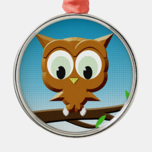 Newsprint Cartoon Owl Metal Tree Decoration