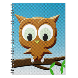 Newsprint Cartoon Owl Notebook