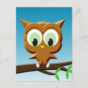 Newsprint Cartoon Owl Postcard