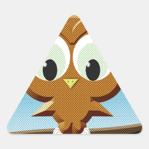 Newsprint Cartoon Owl Triangle Sticker