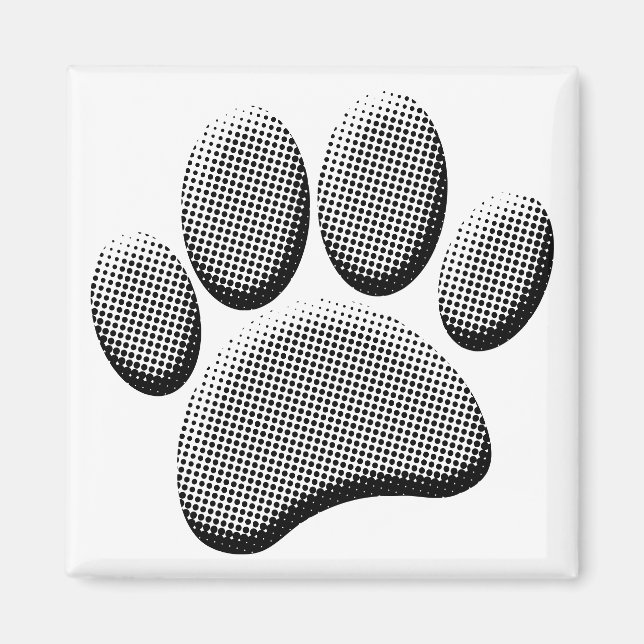 Newsprint Halftone Cartoon Dog Paw Prints Magnet (Front)