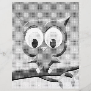 Newsprint Owl In Black And White
