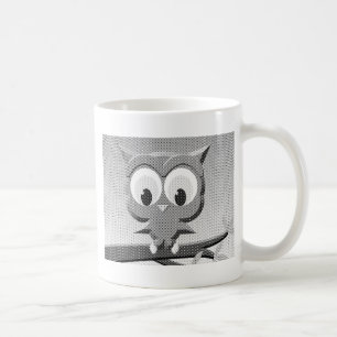 Newsprint Owl In Black And White Coffee Mug