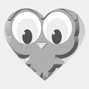 Newsprint Owl In Black And White Heart Sticker