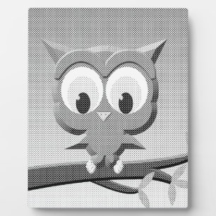 Newsprint Owl In Black And White Plaque