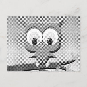 Newsprint Owl In Black And White Postcard