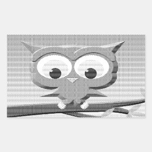 Newsprint Owl In Black And White Rectangular Sticker