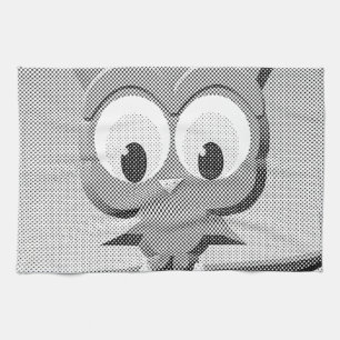 Newsprint Owl In Black And White Tea Towel