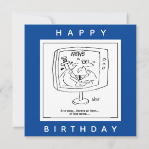 Newsreader Late News on TV Cartoon Card
