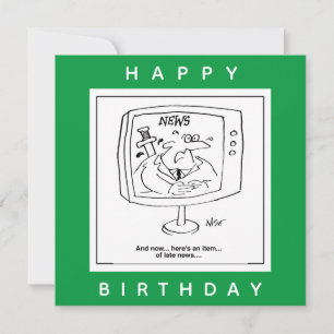 Newsreader Late News on TV Cartoon Card
