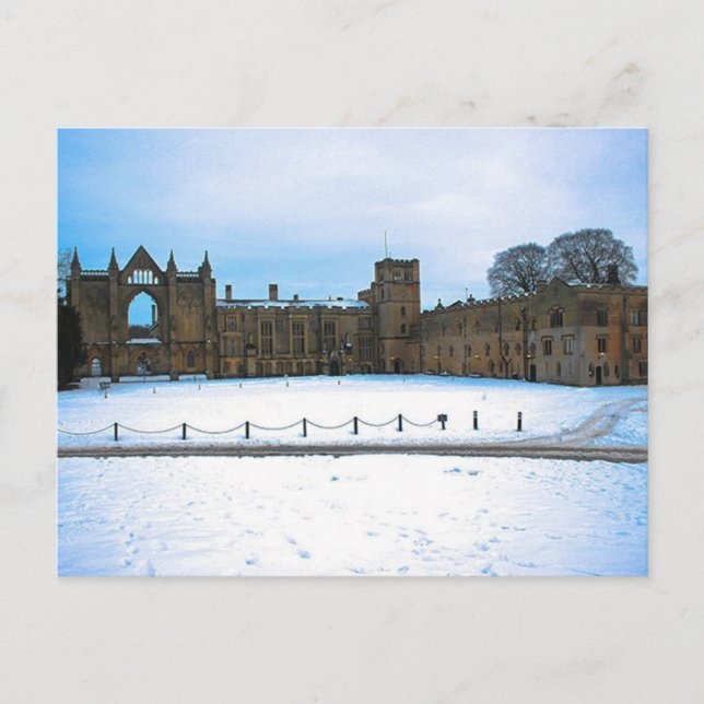 Newstead Abbey in winter snow Postcard (Front)