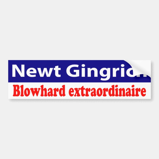 Newt Gingrich is a Blowhard! Bumper Sticker (Front)