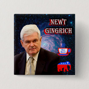 Newt Gingrich - Tea Party - GOP Elephant 15 Cm Square Badge