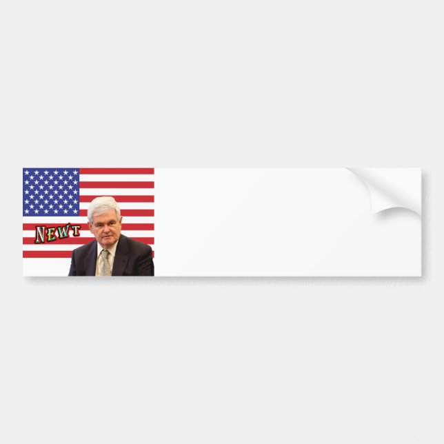 Newt Gingrich & U.S. Flag - Write Your Own Text Bumper Sticker (Front)