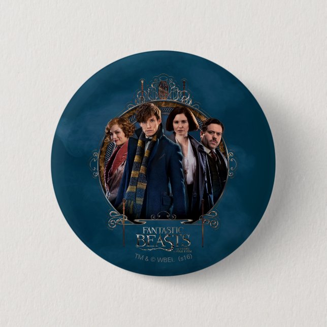 NEWT SCAMANDER™ and Company Art Nouveau Frame 6 Cm Round Badge (Front)