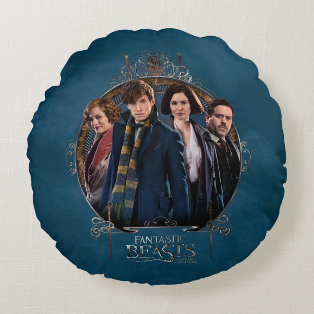 NEWT SCAMANDER™ and Company Art Nouveau Frame Round Cushion (Front)