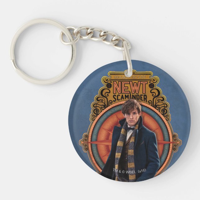 NEWT SCAMANDER™ Walking Art Nouveau Panel Key Ring (Front)
