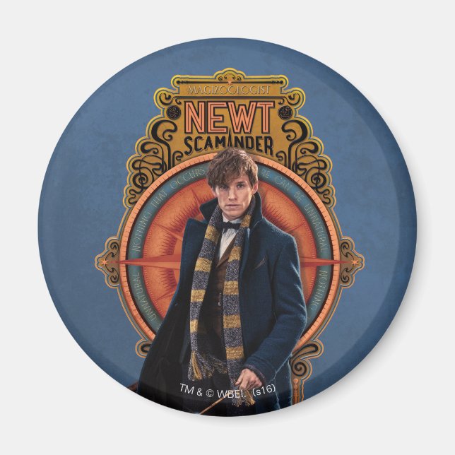 NEWT SCAMANDER™ Walking Art Nouveau Panel Magnet (Front)