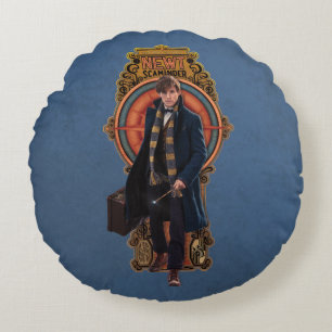 NEWT SCAMANDER™ Walking Art Nouveau Panel Round Cushion