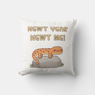 Newt Year Newt Me, Funny New Year Resolution Cushion