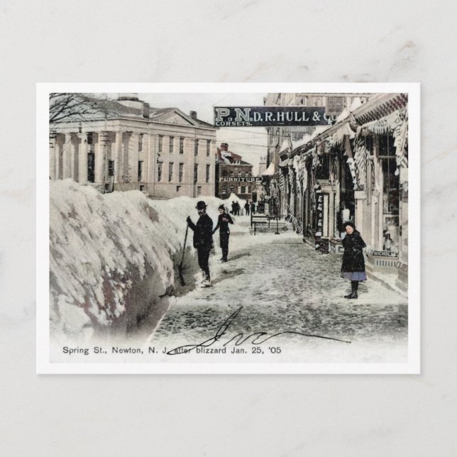 Newton NJ Spring Blizzard 1905 Postcard (Front)