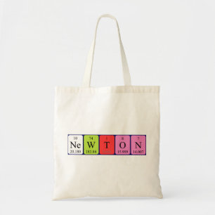 Newton periodic table name tote bag