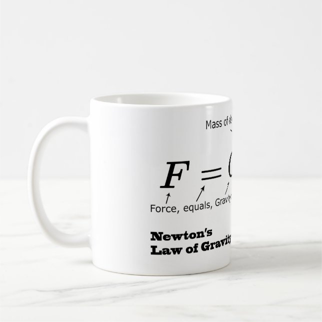 Newton's Law of Universal Gravitation Coffee Mug (Left)