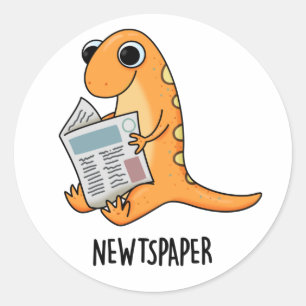 Newtspaper Funny Newt Pun  Classic Round Sticker
