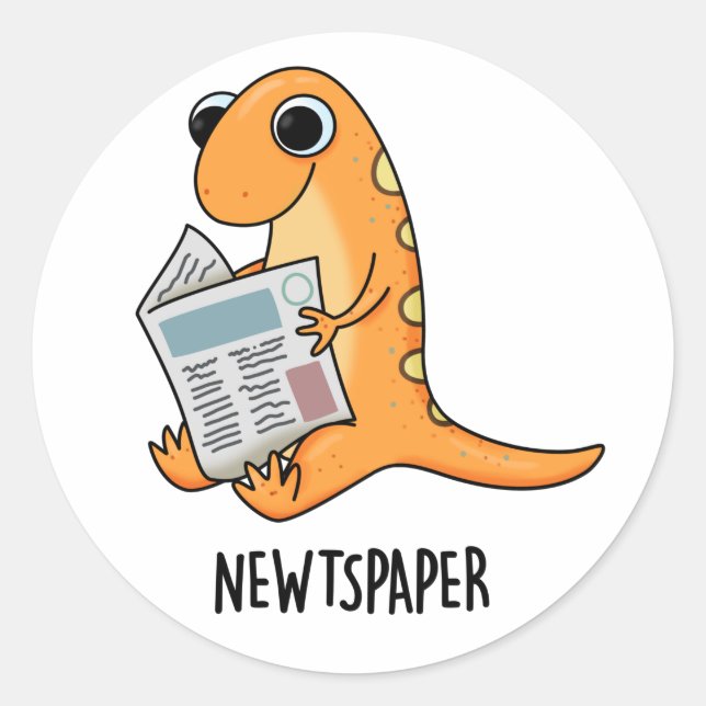 Newtspaper Funny Newt Pun  Classic Round Sticker (Front)