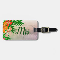 Newylwed Mrs. Wife Tropical Flowers Luggage Tag
