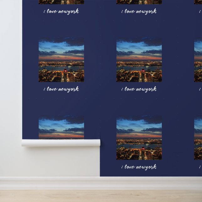 Newyork City Skyline Typography Night Lights Photo Wallpaper (Application)