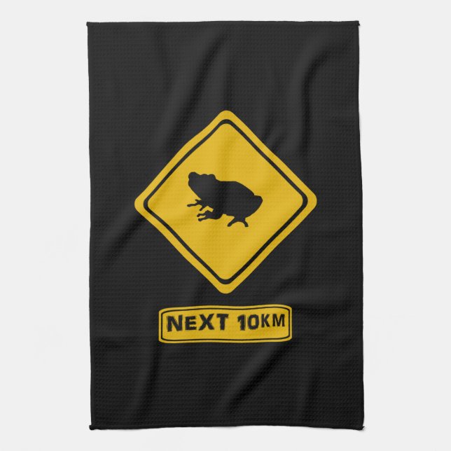next 10 km frogs tea towel (Vertical)