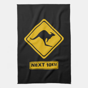 next 10 km kangaroos tea towel
