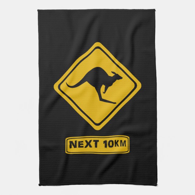 next 10 km kangaroos tea towel (Vertical)