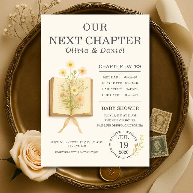 Next Chapter Begins Couples Baby Shower Invitation (Creator Uploaded)