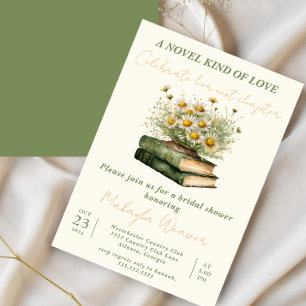 Next Chapter Boho Book Lover Floral bridal shower Invitation