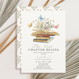 Next Chapter Books & Butterflies Graduation Photo Invitation