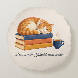 Next Chapter, Cat on Books, Round Cushion