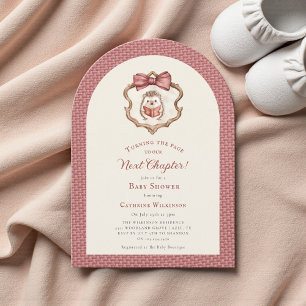 Next Chapter Watercolor Hedgehog Reading Book Invitation