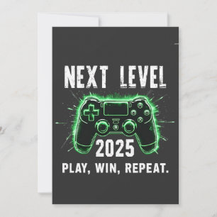 Next Level 2025 Play Win Repeat Funny Gaming Gamer Holiday Card