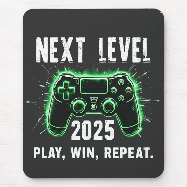Next Level 2025 Play Win Repeat Funny Gaming Gamer Mouse Pad (Front)