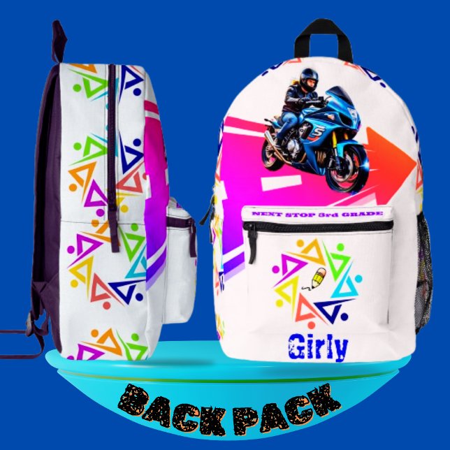 Next Stop: 3rd Grade! Girly's Ride Printed Backpack (Creator Uploaded)