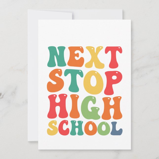 Next Stop High School Funny Groovy Graduation  Invitation (Front)